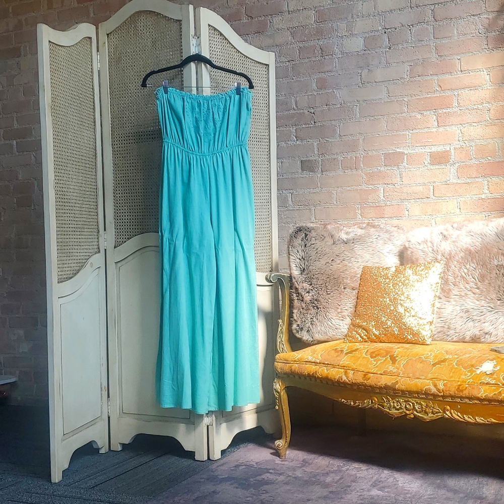 Teal strapless boho romper from Francescas